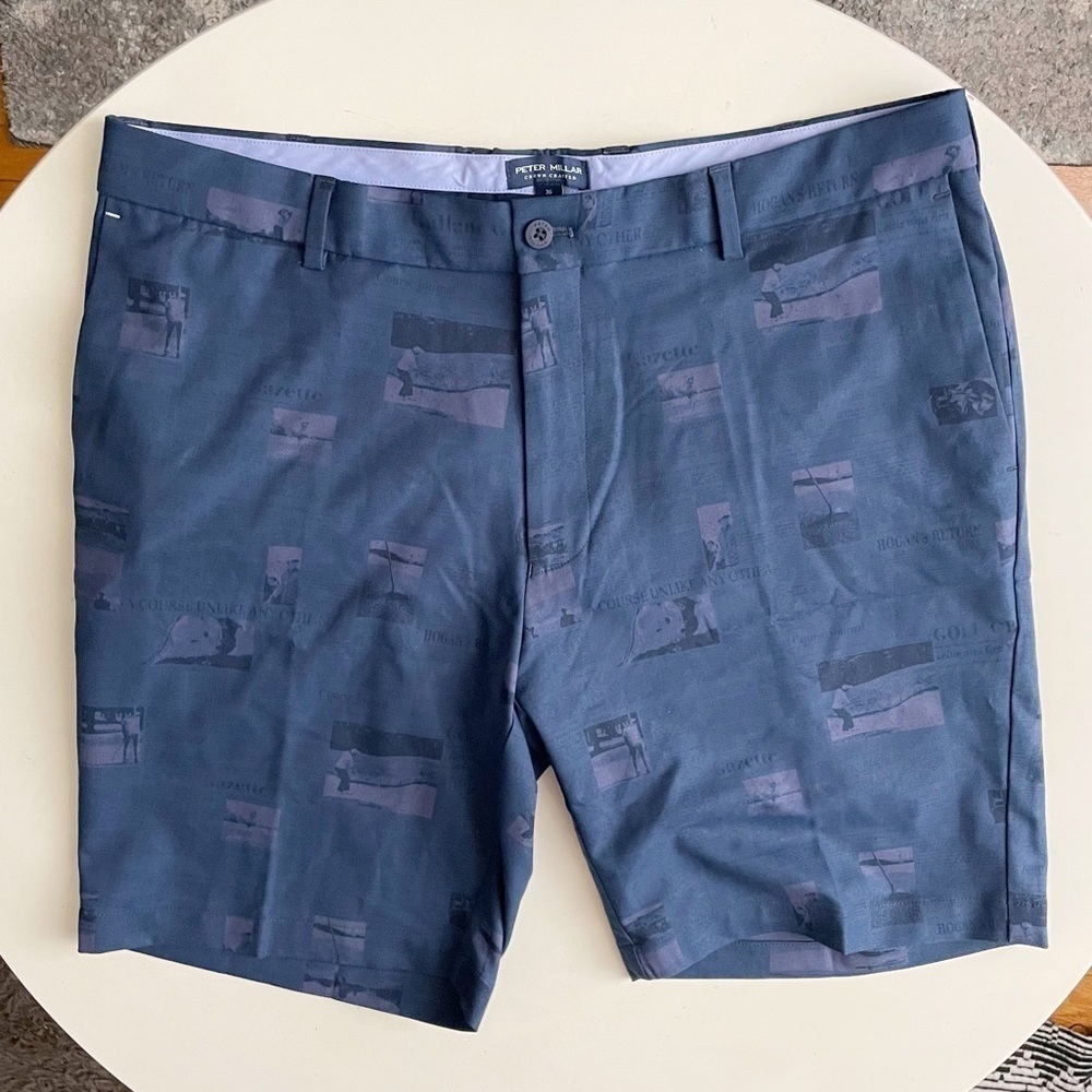 Peter Millar Men’s Surge Performance Novelty Print Golf Shorts Navy Size 36